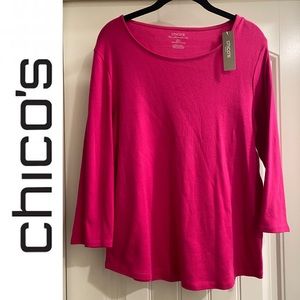 NWT Pink Chico’s long sleeve tee